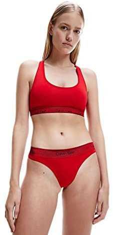Calvin Klein Packet BH Bralette + Slip Brief Unterhose Frau Dame Sport CK Artikel QF6233E Unlined Bralette/THO, VJU Rustic Red Metallic Wb, M