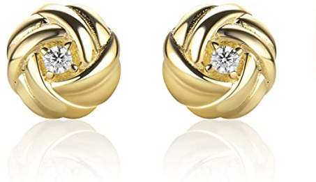 14 Karat 585 Ohrstecker Liebe Knoten Damen Ohrschmuck Gelbgold Mit Zirkonia