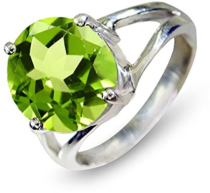CaratYogi 925 Sterling Silber Natürliche Peridot Runde Edelstein Versprechen Ring Birthstone Modeschmuck Trauringe für Männer und Frauen Größe 48