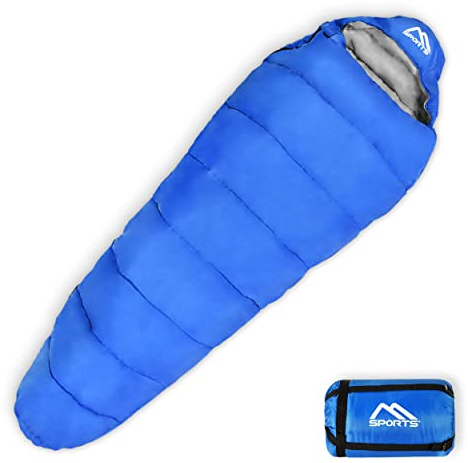 MSPORTS Schlafsack Premium Outdoor inkl. Tragegurt - Königsblau, 300 GSM - Herbst/Winter Camping, Reise, Festival – Warm Mumienschlafsack