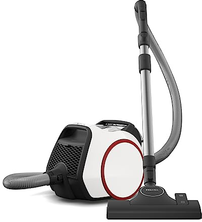 Miele Boost CX1 Bagless Sled Vacuum Cleaner with Vortex Technology and AirClean Filter Hygiene, Powerful, Compact and Handy, 890 W, 1 L, 28 x 40 x 28 cm, Lottoswhite/Red