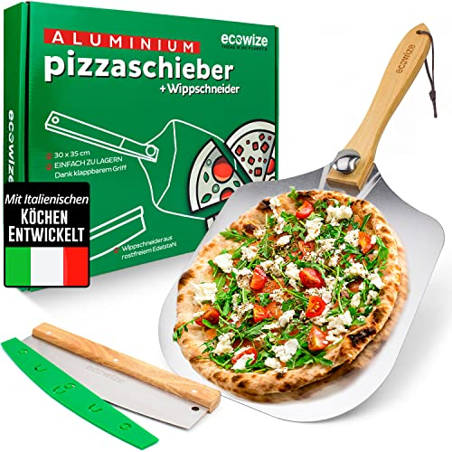 Ecowize Professionelle Pizzaschaufel Aluminium – Pizzaschieber mit klappbarem Griff - Pizzaschaufel Aluminium Extra GROß - 61.5 cm x 31 cm - Top Verarbeitung