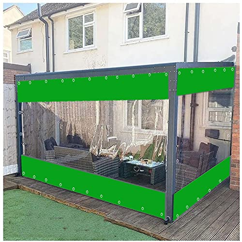 AMDHJ Plane Outdoor Carport Zelt Seitenwand mit Ösen, 0,5 mm grüner wasserdichter Vorhang, 60 Größen (Color : Clear Green, Size : 1x2m)