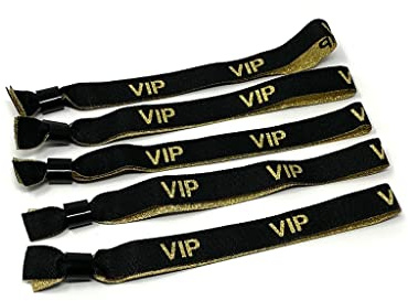 Twist4 VIP Stoff Einlassbänder VIP Stoffbänder Festivalbändchen Kontrollbänder VIP Eintrittsbänder- für Silvester Party Feste Festivals - twist4 (50, schwarz/gold)