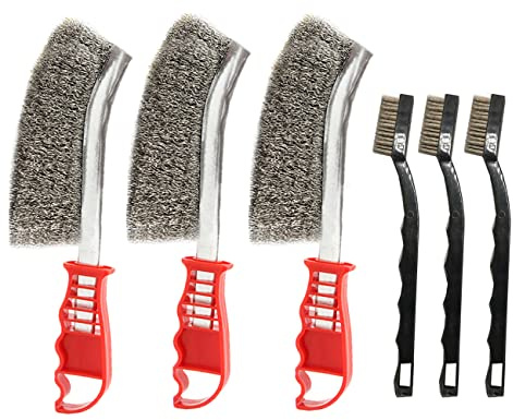 Drahtbürsten Drahtbürste Set Stahlbürste Klein Drahtbürsten aus Edelstahl Messing und Nylon für die Reinigung von Schweißschlacken und Rost (Edelstahlbürste 6 PCS)