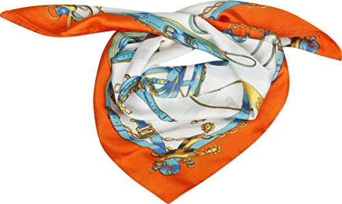 Capelli New York Damentuch Halstuch Headband Bandana Ivory/Orange/Blue Combo