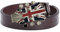 WRJAHCG Casual Western Gürtel, Union Jack Gitarre Gürtelschnalle Nachtclub Bar Neuheit Gürtel Musik Muster Gürtelschnalle,Braun,110CM/43.3''
