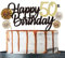 Tortendeko 50 Schwarzes Gold set Doppelseitiges Glitzerpapier Happy Birthday Cake Topper für Geburtstag Deko 50