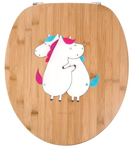 Mr. & Mrs. Panda Motiv WC Sitz Einhörner Umarmen - Geschenk, Einhorn, Toilettendeckel, Klobrille, BFF, Toilette, WC-Sitz, Einhorn Deko, Unicorn,