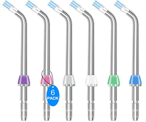 Replacement Tips for Water Flosser, Plaque Seeker Tips Compatible with Waterpik and Other Oral Irrigators, Plaque Remove Bristles (6-Pack)