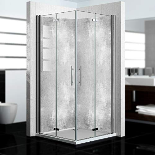 dedeco Paroi de douche d'angle imperméable Motif béton V3 vernis UV mat 2 x 80 x 200 cm - En aluminium - Fabriqué en Allemagne