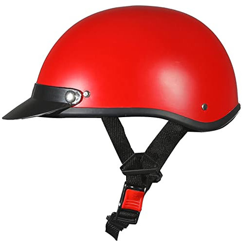 Modischer Retro-Motorrad-Halbhelm DOT/ECE-zugelassen Erwachsene Männer Frauen Deutscher Jethelm Moped Scooter Street Cruiser Helm für alle Jahreszeiten,Rot,One Size