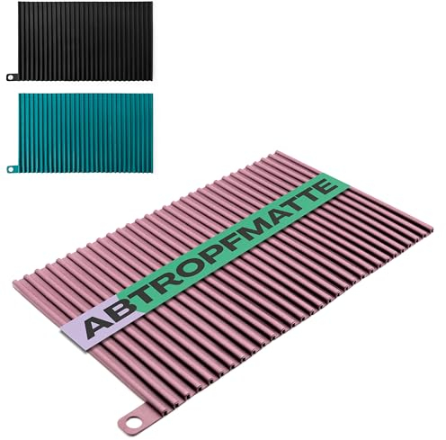 Netrox - Abtropfmatte Silikon klein 30x18 - lebensmittelecht, leicht zu reinigen, rutschfest & hitzebeständig bis 230C° - Geschirr abtropfen Spüle Unterlage, dish drying mat Küche rosa