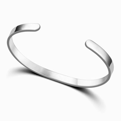 MILAKOO armband damen silber edelstahl armreif Frauen mit Gravur offen Bracelet 6mm Bracelet