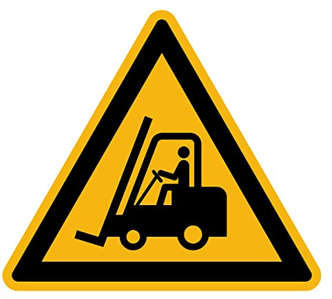 Aufkleber Gefahr Warnung NF ISO 7010 - Selbstklebende Plastifizierte Dreiecksplatte Wasser- und UV-beständig - Gabelstapler - 15x15 cm