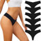 Adorel String sans Couture Tanga Culotte Invisible Taille Basse Femme Lot de 6 Tangas Noir M