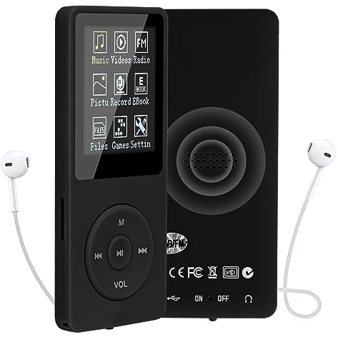 COVVY 16GB Tragbare MP3 Musik Player, Support bis zu 64GB SD Speicherkarte, Lossless Sound HiFi MP3 Player, Music/Video/Sprachaufnahme/FM Radio/E-Book Reader/Fotobetrachter(16G, Schwarz)