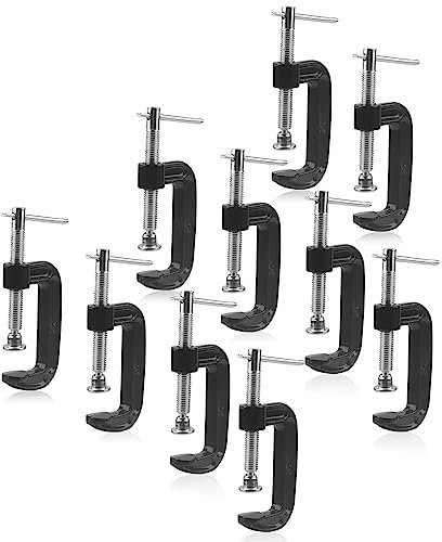 MUKCHAP 10 PCS 50mm/2 Inch G Clamp, Small Metal G Clamp for Woodworking, Black
