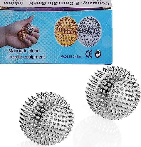 Stachelige Magnetfeldtherapie-Massagekugeln – Silberfarben Hand-Akupunkturkugeln, 1 Paar (Für Erwachsene Und Kinder Geeignet), Zur Linderung Von Schmerzen, Stress Und Verspannungen.