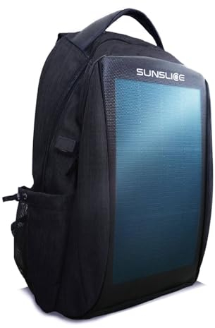 Sunslice Rucksack mit Solarpanel für Computer, Reisetasche mit Solarzellen, flexibel und leistungsstark, bruchsicher und kratzfest, ideal für Wandern oder Camping, Schwarz, Einheitsgröße