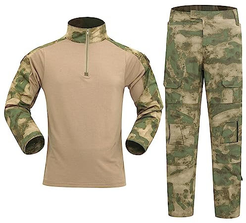 Herren Airsoft Paintball Tarnanzug Tactical Shirt und Airsoft Hose Traininganzug Paintball Anzug Taktischer Anzug Kampfhemd und Hose Set Langarm Ripstop Jagdbekleidung