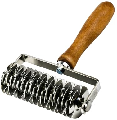 mumisuto Cortador de Rodillo de Celosia, Cortador de Hojaldre de Acero Inoxidable, Rodillo Roller, Herramienta para Hornear Galletas, Pastelería de Pizza con Mango Ergonómico, 13,3 x 20,5 cm
