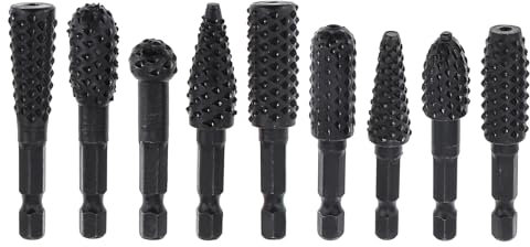Omninmo Juego de 10 limas giratorias para tallar madera para tallar madera y desbarbar, dar forma y ranurar goma, con vástago hexagonal de 1/4 pulgadas