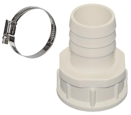 HAF® Schlauchverbinder mit 38mm Tülle und 1 1/2 IG inkl. 1x Edelstahl Schlauchschelle & Teflonband für Pool-, Teich- und Schwimmbadbau & sämtliche Bewässerungssysteme - Qualität: Made in Europe