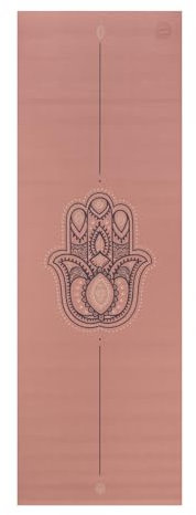 Bodhi Yogamatte Leela Collection | Rutschfeste Sportmatte | Schadstofffreie & Waschbare Antirutschmatte | Matte aus PVC | Fitnessmatte für Yoga, Pilates & Gymnastik | Hamsa Hand, rose tan