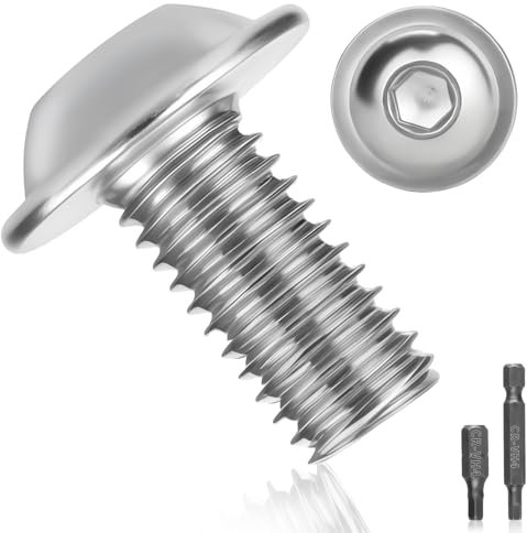 15 Pezzi Viti M8x16mm Viti Inox A2 V2A M8 con Flangia Vite a Testa Bombata con Esagono Filettatura Completa Metrica per Edilizia Arredamento Produzione Meccanica