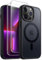 JETech 3 in 1 Magnetic Case for iPhone 13 Pro 6.1-Inch with 2-Pack Tempered Glass Screen Protector, Compatible with MagSafe, Translucent Matte Back Shockproof Phone Cover (Black)