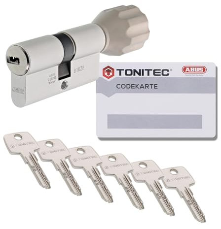 ToniTec Zylinderschloss TEC440 by ABUS Schließzylinder gleichschließend als Knaufzylinder Größe 40/30K mit Codecard