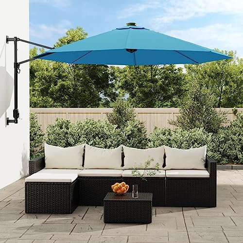 ZEYUAN Parasol Mural Bleu Marine 290 cm,Parasol De Jardin Exterieur,Protection UV,Parasol,