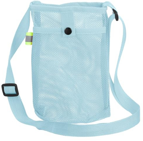 sourcing map Water Bottle Holder with Adjustable Shoulder Strap Water Bottle Carrier Bag Mesh Crossbody Water Bottle Carrier with Pocket for Sports Hiking Walking Travel, Light Blue