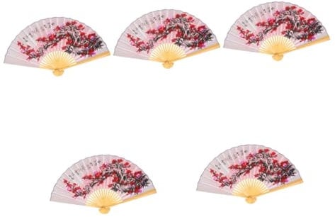 IMIKEYA 5pcs Chinese Fan Wall Decor Folding Hand Fan Wall Mount Oriental Style Decorative Home Decor
