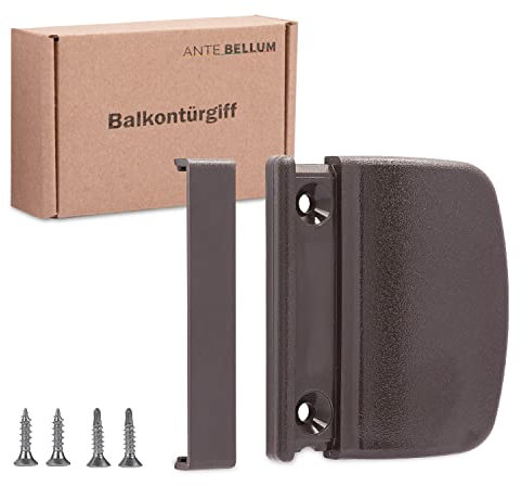 Ante bellum Maniglia per porta del balcone – Maniglia versatile per porte da balcone, terrazze e zanzare, maniglia per porta della terrazza con viti, facile da montare senza fori (grigio-marrone)
