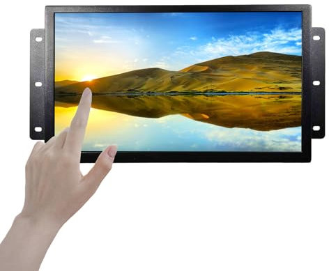 VSDISPLAY Monitor LCD portatile di tocco con doppi altoparlanti,13.3 pollici 1920x1080 industriale IPS schermo LCD, porta video VGA DVI, guscio metallico