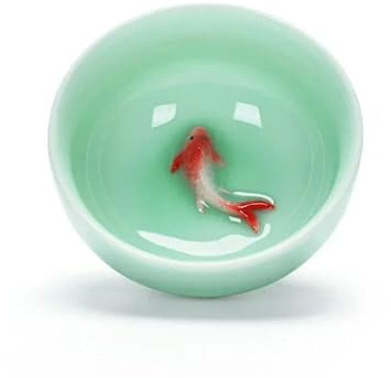 TPIONEER Juego de Taza de té de Porcelana con Forma de pez celadón, Tetera de Hojas Sueltas, vajilla, té oolong, Juegos de té de Kung fu de cerámica China