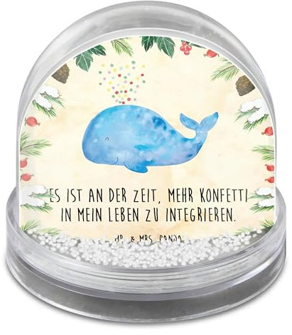 Mr. & Mrs. Panda Schneekugel Wal Konfetti - Geschenk, Diät, Weihnachten, Abnehmen, Meer, Modern, Geburtstag, Wale, Neuanfang, Weihnachtskugel, Motivation, Weihnachts