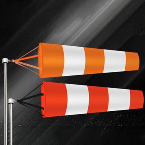 Aerodynamisches Design des rot-weißen Windsacks sorgt für effektive Sichtbarkeit bei Tageslicht (60 cm)