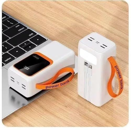 Power Bank 50000mAh Large Capacity 22.5W-PD20W (4 outputs and 2 inputs), Built-in Data Cable, with Fast Charging Function, Suitable for Smartphones, Tablets, etc.