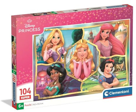 Clementoni Puzzle Disney Princess 104 Stücke für Kindern 6-8 Jahre, Cartoon, Geschenk für Kinder, Puzzle für Kinder, Made in Italy, 25056
