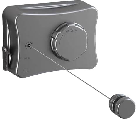 Cuerda de lavandería extensible de pared cuerda de acero inoxidable: 5,1 m, ajustable, extensible, para interior y exterior, para ropa seca, para balcón, lavandería (gris)