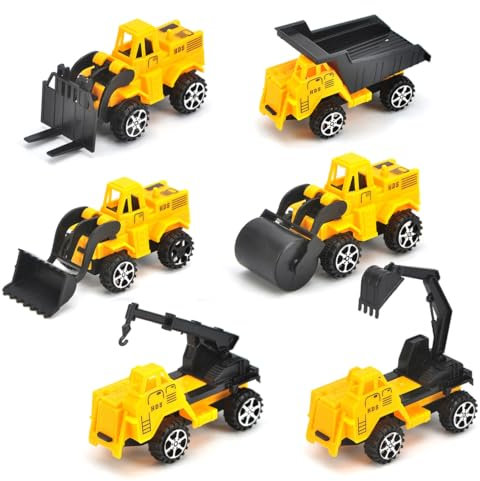 GXGM 6 piezas de coches de juguete, excavadora de juguete, pala mecánica, camión de juguete, grúa de juguete para niños, regalo de Navidad para niños de 2, 3, 4 y 5 años