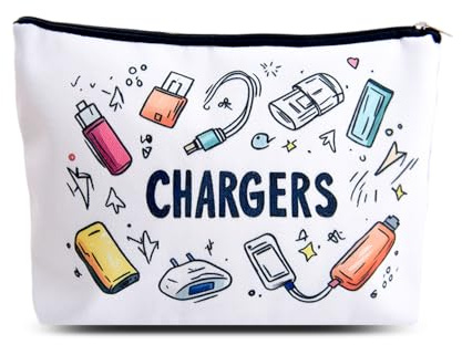 Chargers Travel Organiser Bag for Women Men Charging Cables Cosmetic Storage Bag Makeup Pouch for Best Friend Birthday Gifts for Sister Brother Toiletry Bags