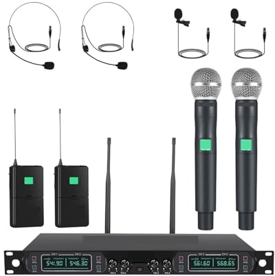 SMTYXS Kanal-Funkmikrofon-Set Mit Hand-/Bodypack-/Headset-/Ansteckmikrofonen, Kabelloses Mikrofonsystem for Die Kirche