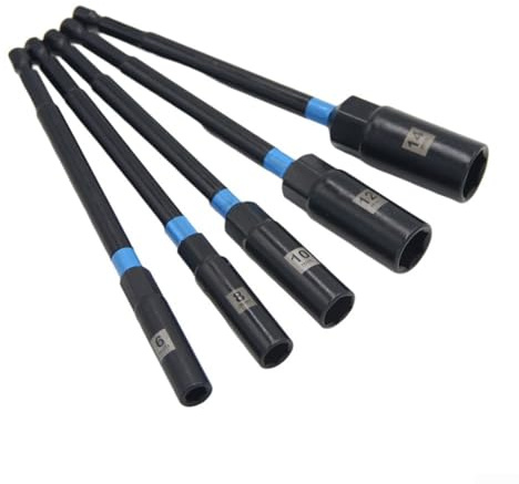 Eawfgtuw Hex Socket Driver Set, Deep Nut Driver Bits, Magnetic Socket Adapter, Driver Extension, Chrome Vanadium Socket Tools, Quarter Inch Shank Adapters(10mm)