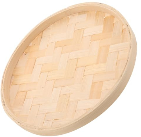 IMIKEYA Plateau Suspendu Bambou Tressé Naturel Décor Mural Rond Artisanal Polyvalent pour Décoration Intérieure et Service de Desserts