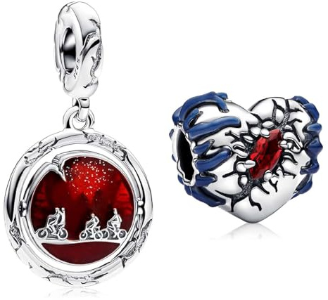 MSPOVOF Monde des ombres lumineux & Cœur lumineux Charm, S925 perle en argent sterling, pour bracelets et colliers, pour les femmes cadeau de bijoux