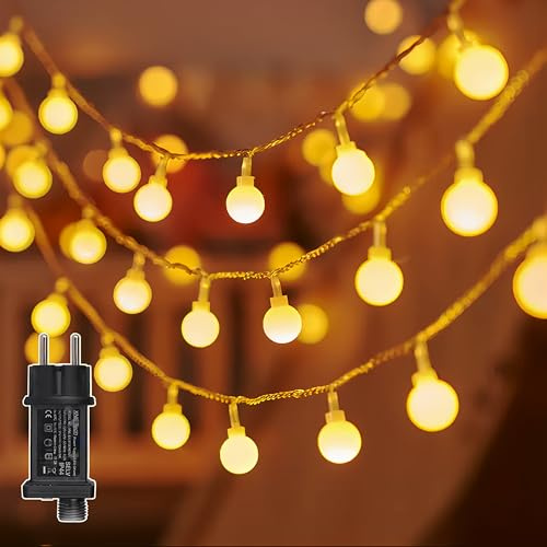taiyongkang Guirlande Lumineuse Boules 30M 200LED Blanc Chaud, avec Prise, Télécommande et 8 Modes, Guirlande LED Étanche pour Jardin, Terrasse, Balcon, Mariage